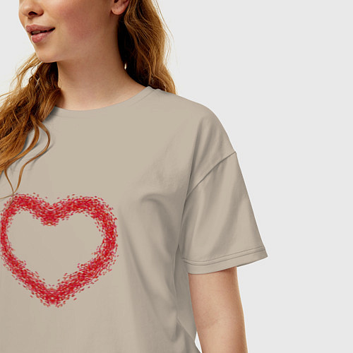 Женская футболка оверсайз Сердце в стиле импрессионизм / Миндальный – фото 3