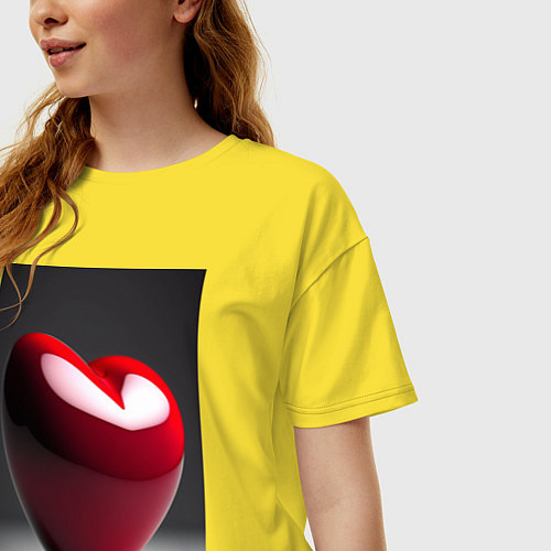 Женская футболка оверсайз Сердечко, созданное нейросетью / Желтый – фото 3