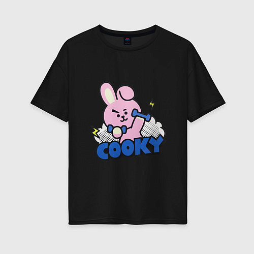 Женская футболка оверсайз Cooky BT21 Jungkook / Черный – фото 1