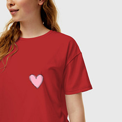 Футболка оверсайз женская Нарисованное сердце - мини, цвет: красный — фото 2
