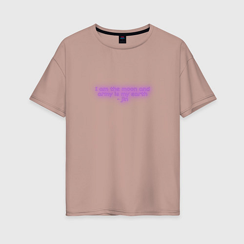 Женская футболка оверсайз Джин БТС цитата / Пыльно-розовый – фото 1