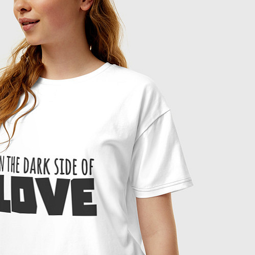 Женская футболка оверсайз На темной стороне любви / Белый – фото 3