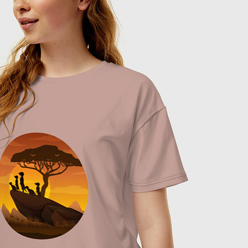 Женская футболка оверсайз Сурикаты на закате / Пыльно-розовый – фото 3