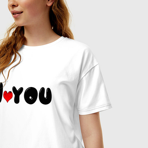 Женская футболка оверсайз I love you день Валентина / Белый – фото 3