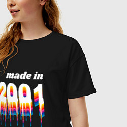 Футболка оверсайз женская Made in 2001 liquid art, цвет: черный — фото 2