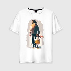 Женская футболка оверсайз Дочка и отец вместе