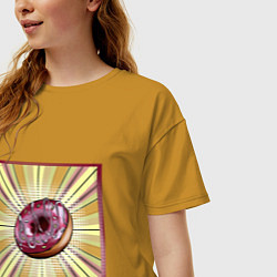 Футболка оверсайз женская Пончик в стиле поп-арт, цвет: горчичный — фото 2