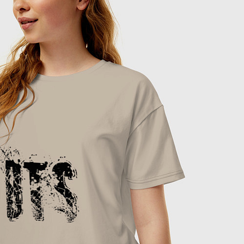 Женская футболка оверсайз BTS logo / Миндальный – фото 3