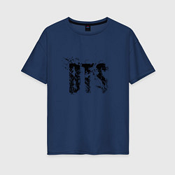 Футболка оверсайз женская BTS logo, цвет: тёмно-синий