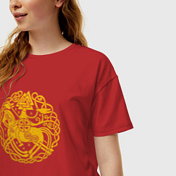 Футболка оверсайз женская Бог Один на Слейпнире, цвет: красный — фото 2