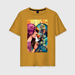 Женская футболка оверсайз Неземная любовь - нейросеть - art