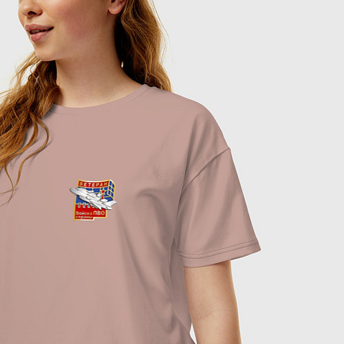 Женская футболка оверсайз Ветеран ПВО страны / Пыльно-розовый – фото 3