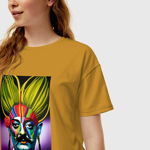 Женская футболка оверсайз Salvador Dali: Portrait / Горчичный – фото 3