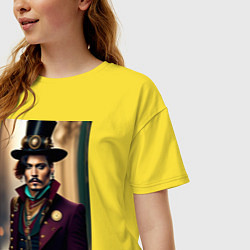 Футболка оверсайз женская Johnny Depp steampunk style, цвет: желтый — фото 2