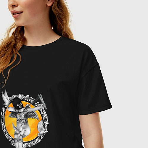 Женская футболка оверсайз Панк ангел с рогаткой / Черный – фото 3