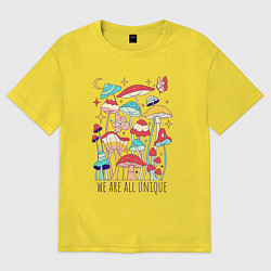 Футболка оверсайз женская Разные грибочки, цвет: желтый