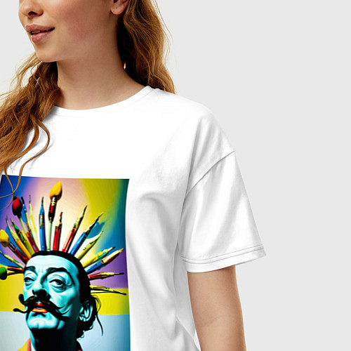 Женская футболка оверсайз Salvador Dali: Portrait / Белый – фото 3