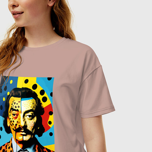 Женская футболка оверсайз Salvador Dali : Pop Art / Пыльно-розовый – фото 3