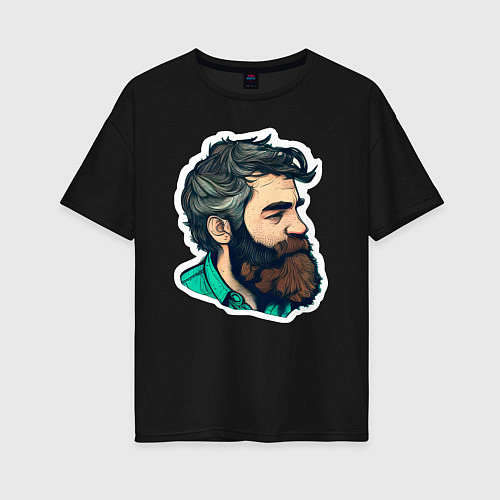 Женская футболка оверсайз Мужчина с бородой / Черный – фото 1