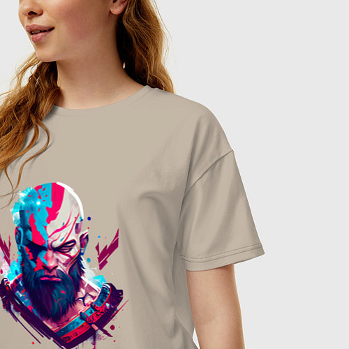 Женская футболка оверсайз God of War, Kratos / Миндальный – фото 3