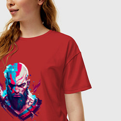 Футболка оверсайз женская God of War, Kratos, цвет: красный — фото 2