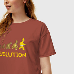 Футболка оверсайз женская Эволюция Гомера, цвет: кирпичный — фото 2