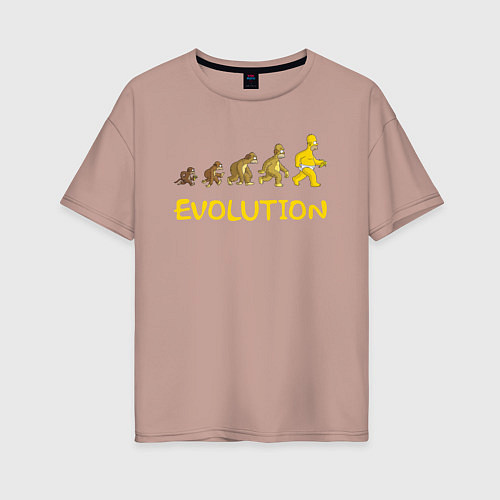 Женская футболка оверсайз Эволюция Гомера / Пыльно-розовый – фото 1