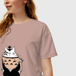 Футболка оверсайз женская Totoro рокер, цвет: пыльно-розовый — фото 2