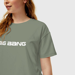 Футболка оверсайз женская Big bang белый логотип, цвет: авокадо — фото 2