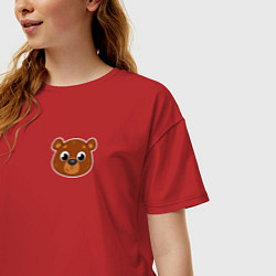 Футболка оверсайз женская Мордочка медведя, цвет: красный — фото 2