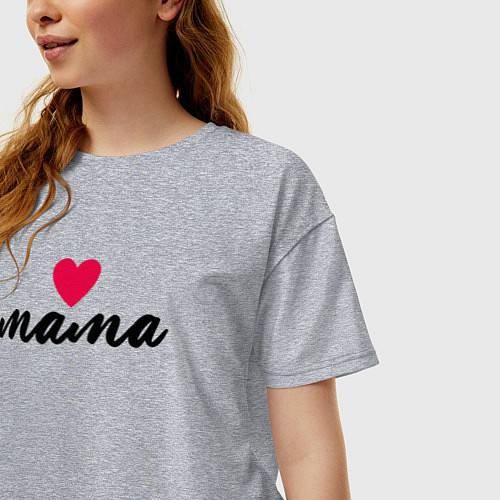 Женская футболка оверсайз Mama heart / Меланж – фото 3