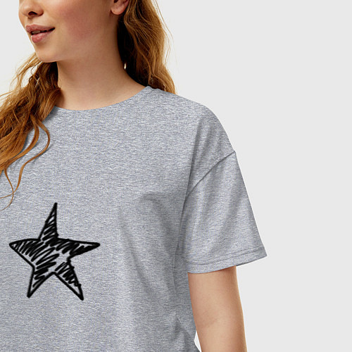 Женская футболка оверсайз Черная звезда / Меланж – фото 3