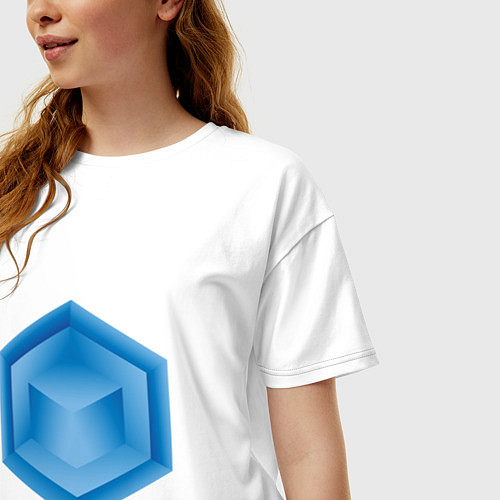 Женская футболка оверсайз Многоугольник с кубом внутри / Белый – фото 3