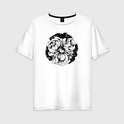 Футболка оверсайз женская Flowers, цвет: белый