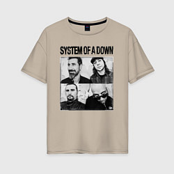 Футболка оверсайз женская System of a down rock, цвет: миндальный