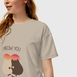 Футболка оверсайз женская Коты на закате, цвет: миндальный — фото 2