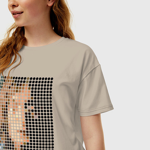 Женская футболка оверсайз Леннон точки / Миндальный – фото 3