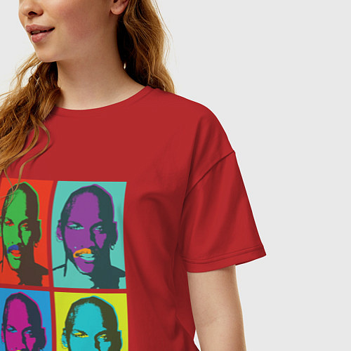 Женская футболка оверсайз Майкл Джордан в стиле Уорхола 2на2 / Красный – фото 3
