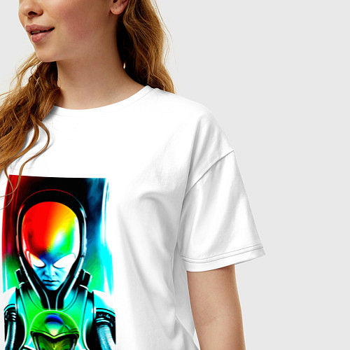 Женская футболка оверсайз Alien - sketch - neural network / Белый – фото 3