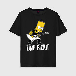 Футболка оверсайз женская Limp Bizkit Барт Симпсон рокер, цвет: черный