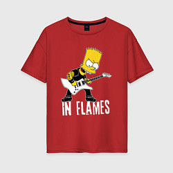 Футболка оверсайз женская In Flames Барт Симпсон рокер, цвет: красный