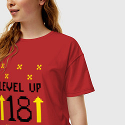 Футболка оверсайз женская Level up 18 со стрелочками, цвет: красный — фото 2