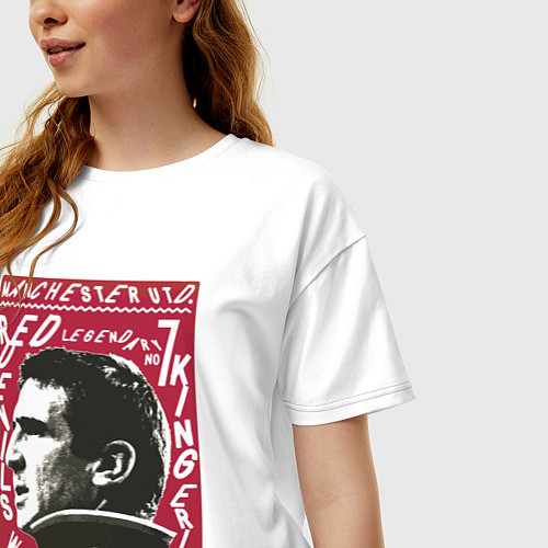 Женская футболка оверсайз Эрик Кантона Манчестер Юнайтед / Белый – фото 3