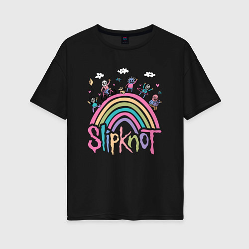 Женская футболка оверсайз Slipknot рисунок / Черный – фото 1