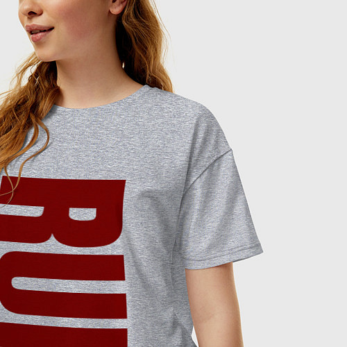 Женская футболка оверсайз Run большая вертикальная надпись / Меланж – фото 3