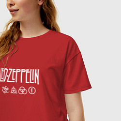 Футболка оверсайз женская Led Zeppelin символы, цвет: красный — фото 2