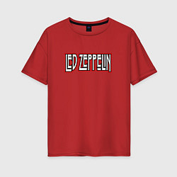 Футболка оверсайз женская Led Zeppelin логотип, цвет: красный