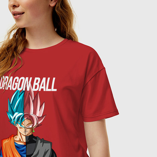 Женская футболка оверсайз Dragon ball Гоку / Красный – фото 3