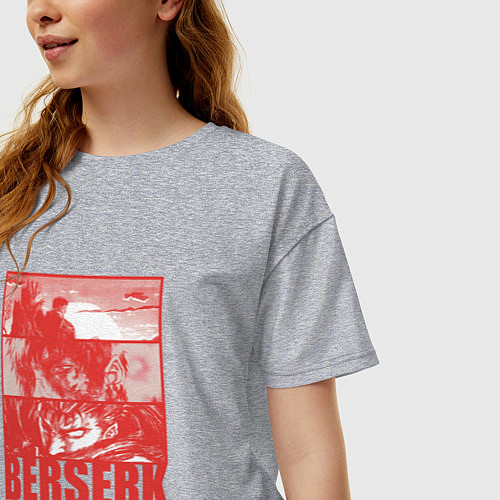 Женская футболка оверсайз Берсерк аниме Гатс / Меланж – фото 3