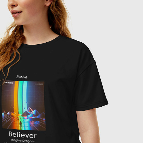 Женская футболка оверсайз Imagine Dragons Believer плеер / Черный – фото 3